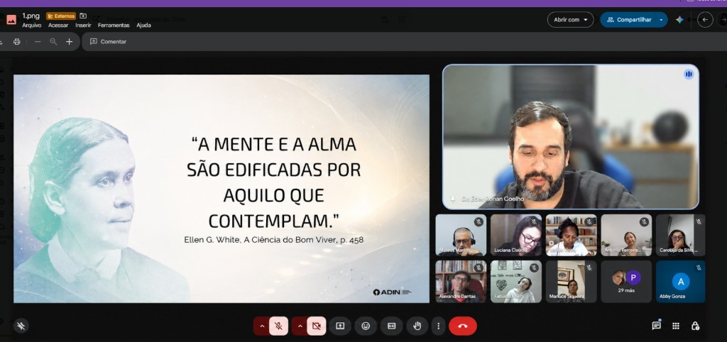 Aula ADIN com conteúdo de conclusão e alunos acompanhando ao vivo